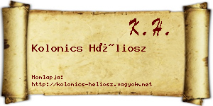 Kolonics Héliosz névjegykártya